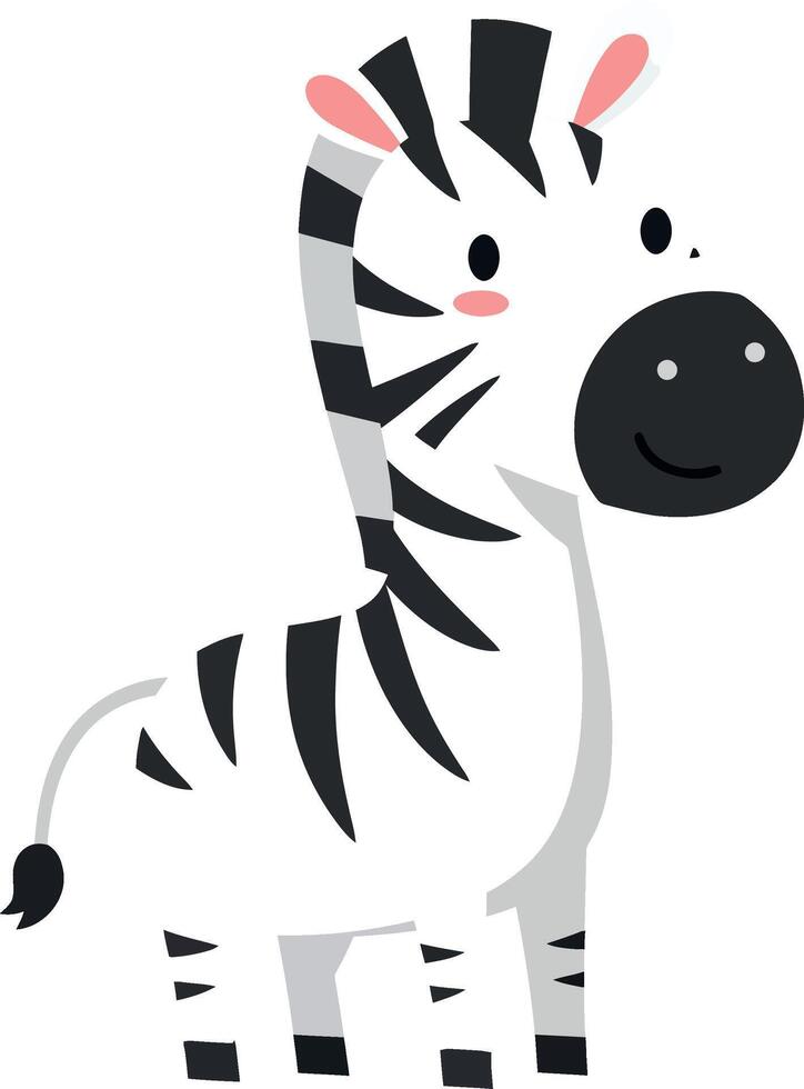 Cute cartoon zebra character in a minimal design style with playful expression and vibrant colors in art vector
