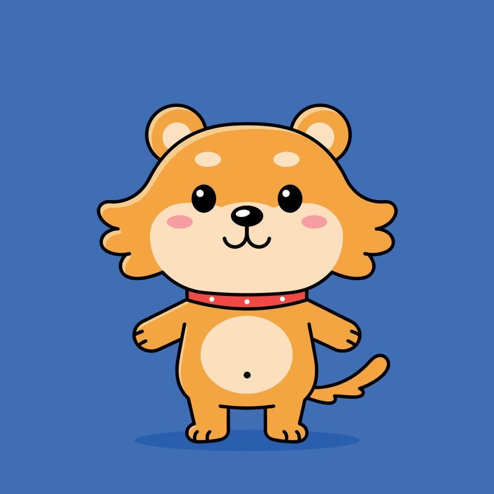Cute cartoon dog character with playful expression in flat art style vector