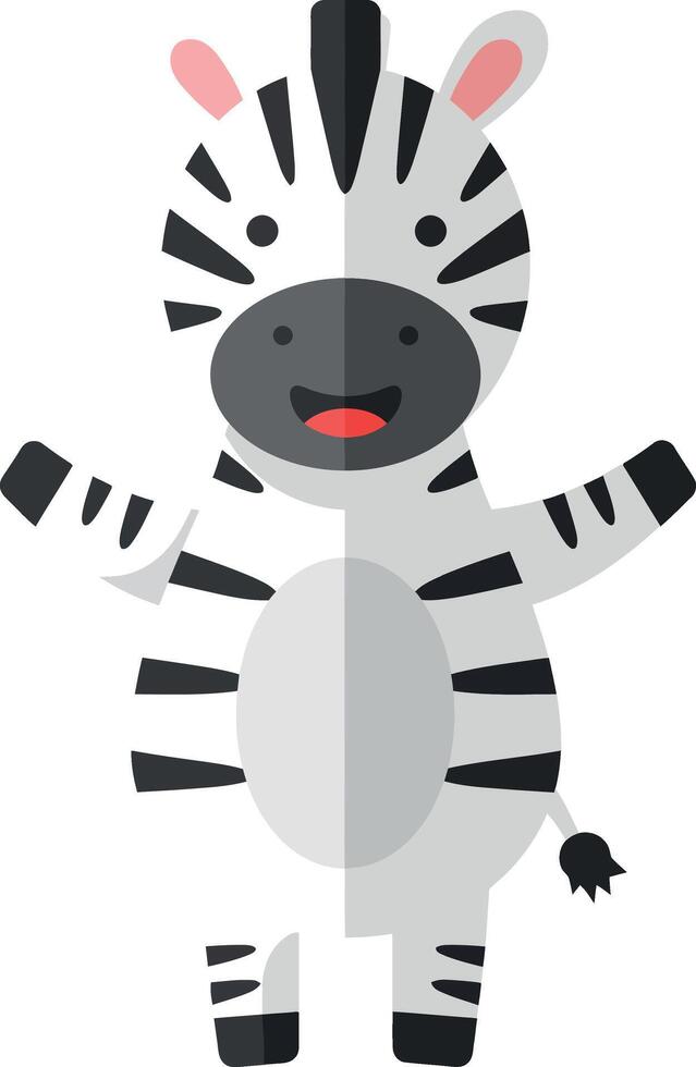 Cheerful cartoon zebra with a big smile in flat art style vector