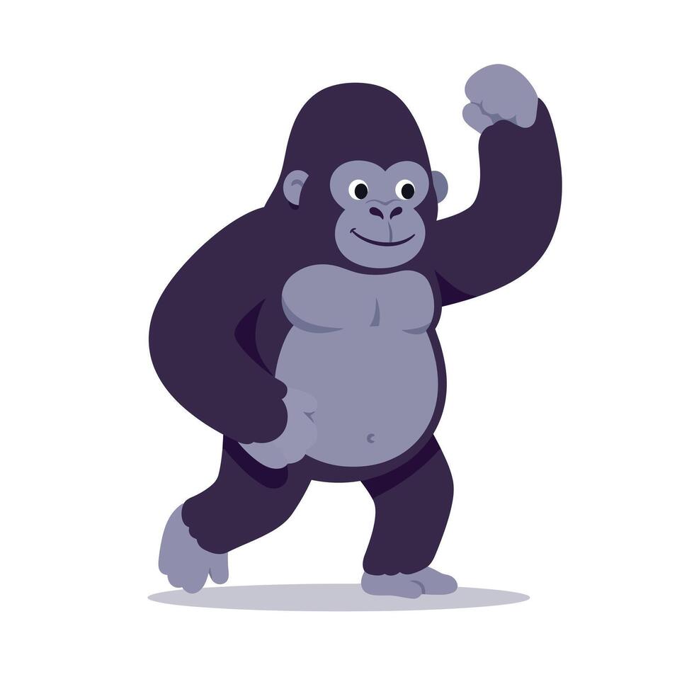 Playful cartoon gorilla with a confident smile in a flat art style vector