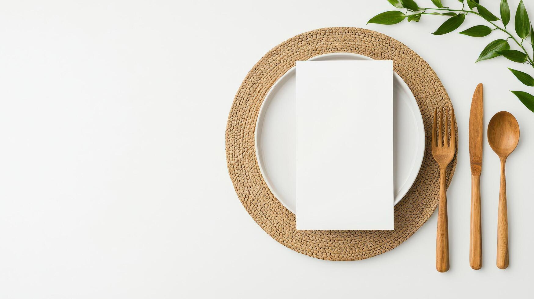 A minimal white plate with a fork and spoon on it photo