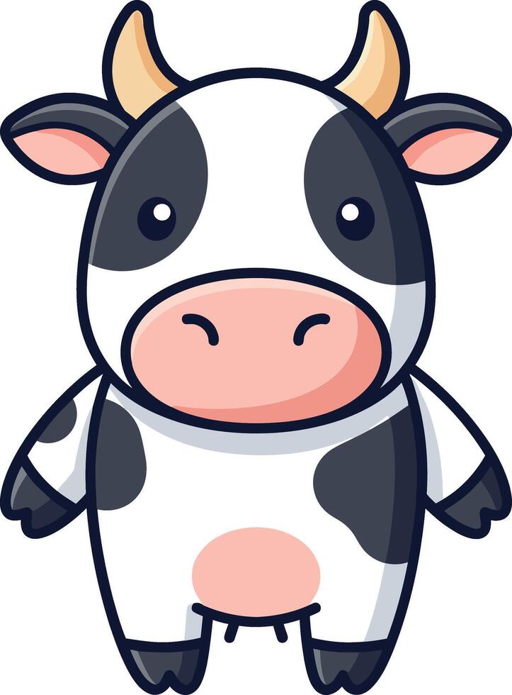 Cute cartoon cow character in a playful flat design style art vector