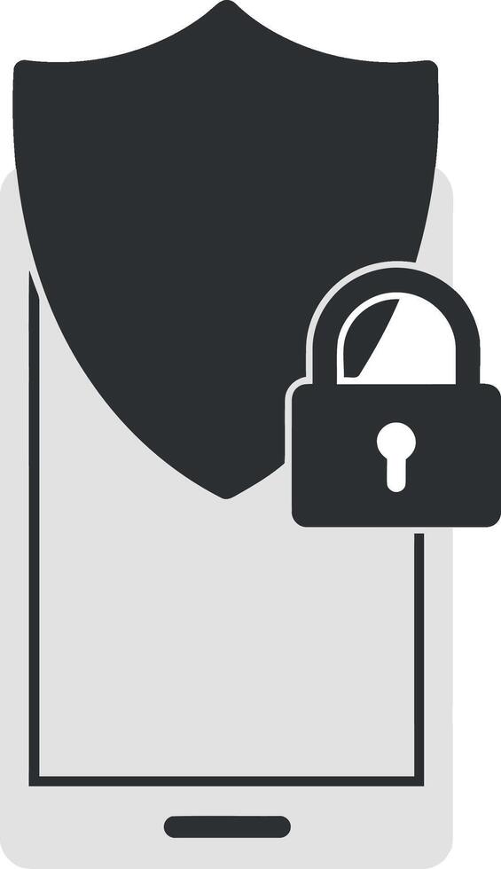 Smartphone protection concept featuring a shield and lock in flat design illustration vector