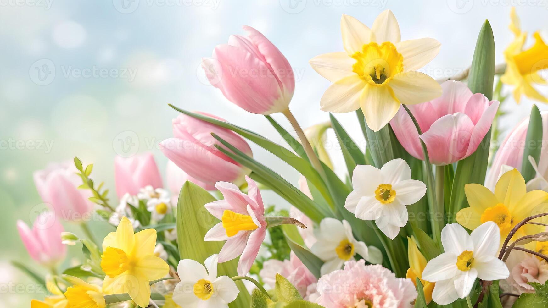 Spring Bouquet of Tulips and Daffodils photo