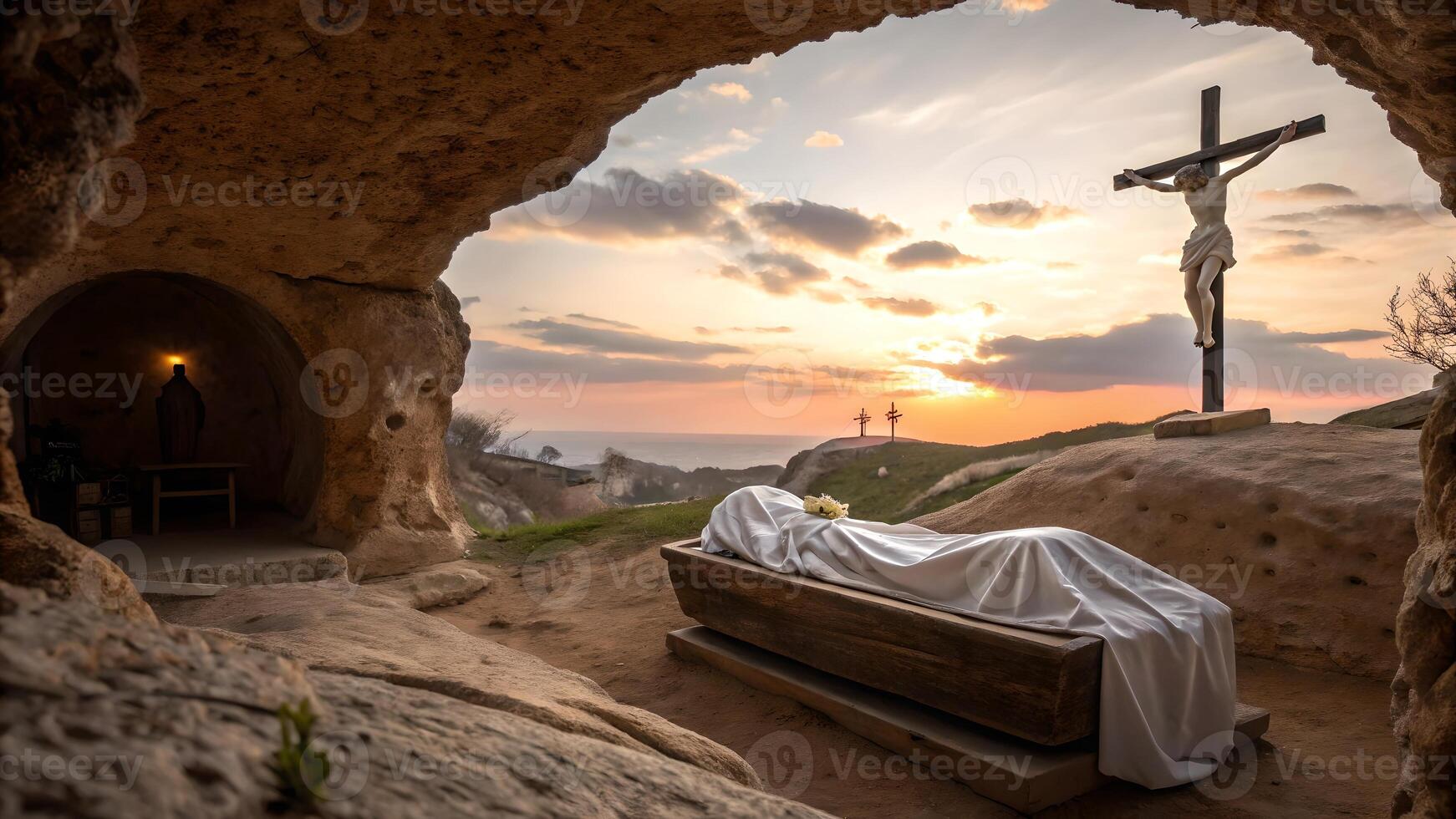 Resurrection Sunrise Tomb Empty Jesus Christ Crucifixion photo