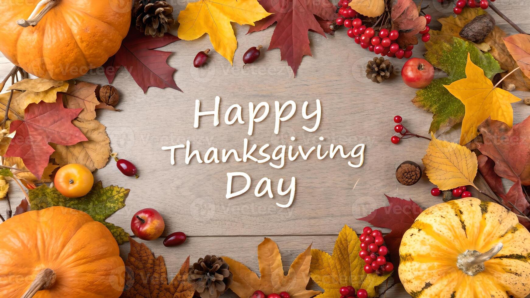 Happy Thanksgiving Day Autumn Harvest Border photo