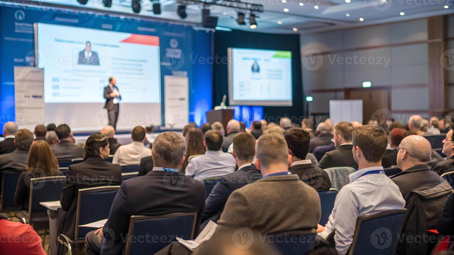 Business Conference Attendees Focused on Speaker Presentation photo
