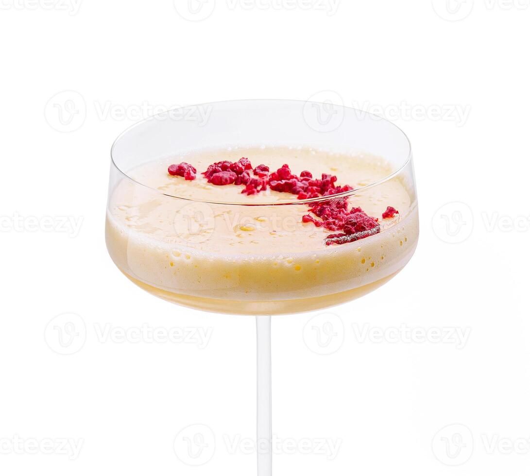 Refreshing cocktail with raspberry garnish in elegant glass photo