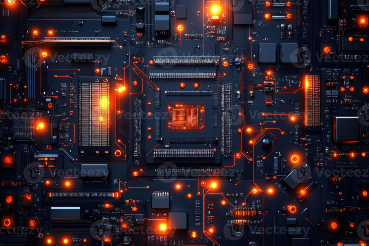 Glowing circuit board showcasing advanced technology photo