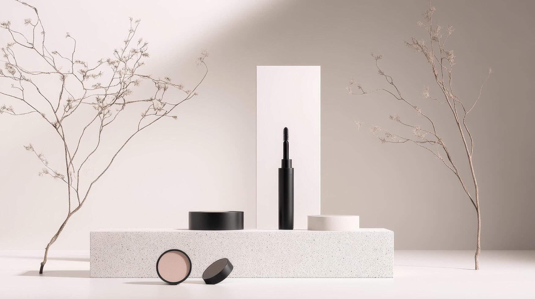 A white box with a brush and a mascara photo