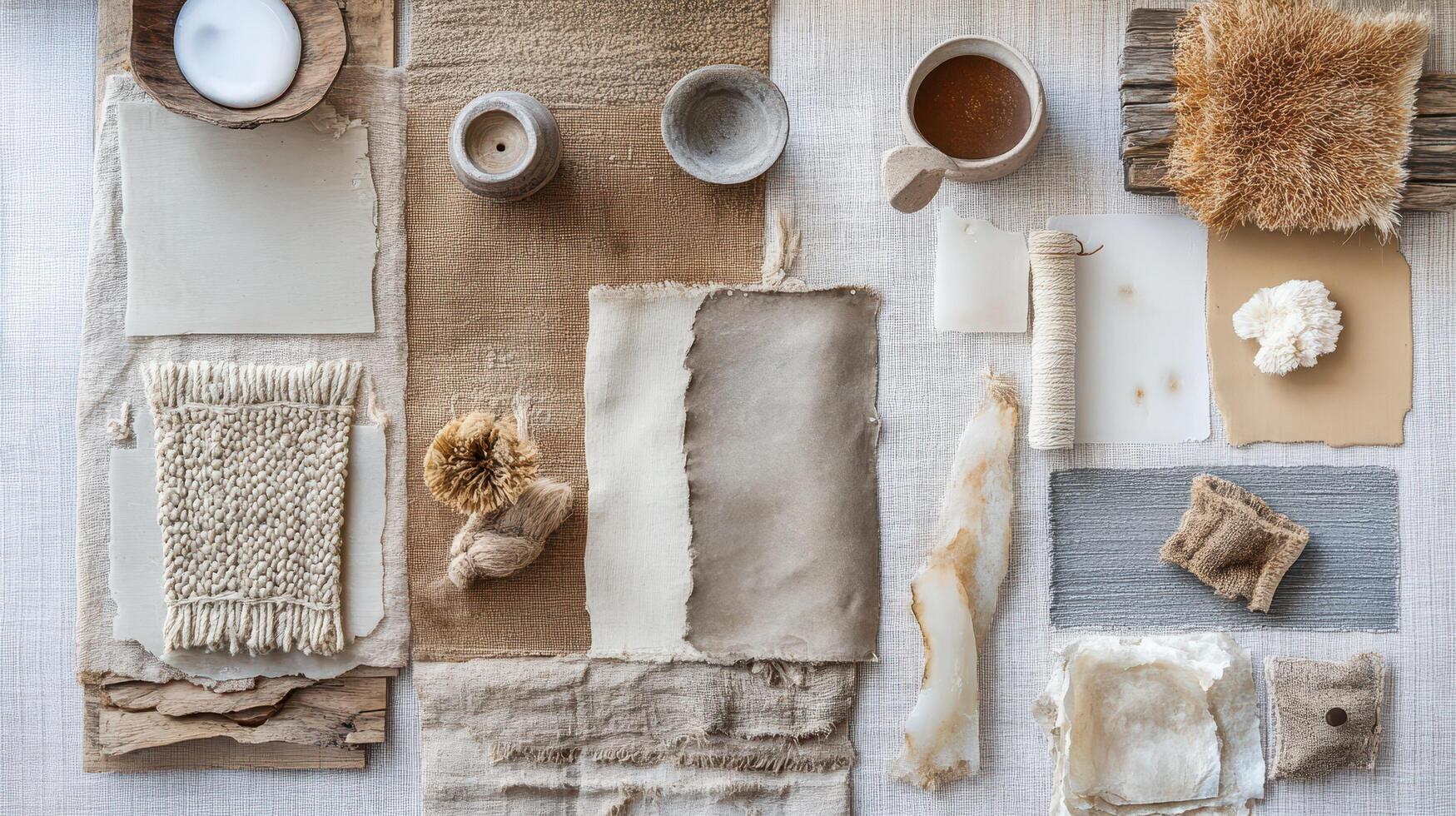 Various materials and items laid out on a table photo