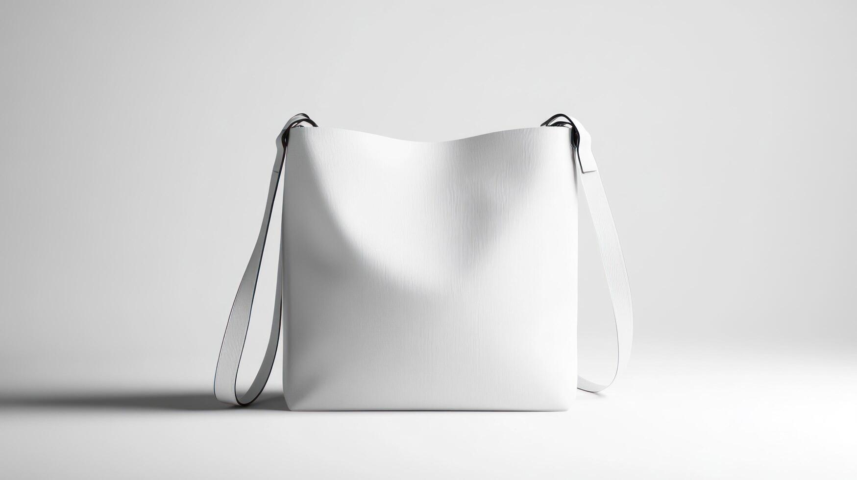 A white bag with a strap on the side photo