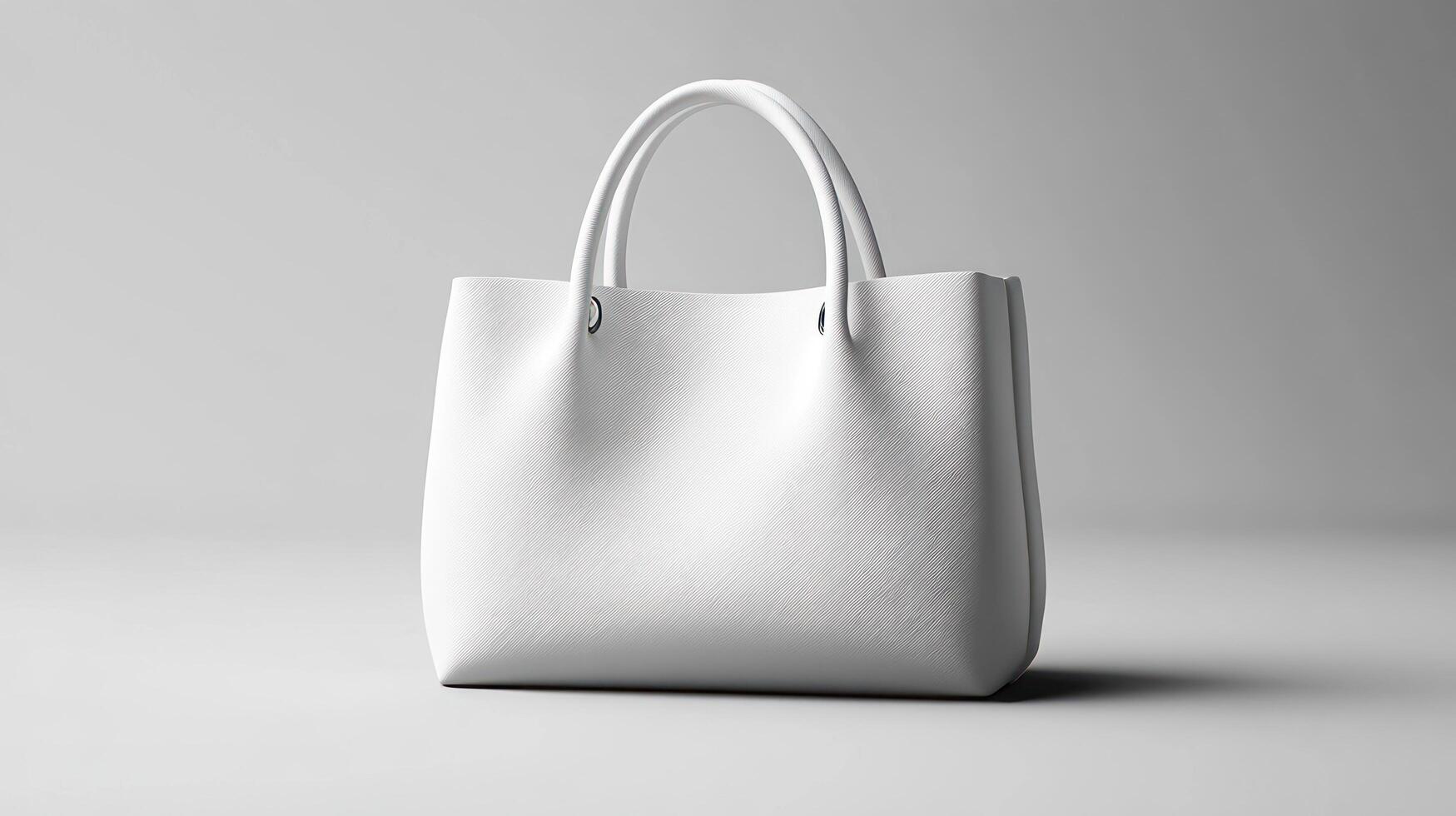 White leather tote bag on grey background 3d render photo