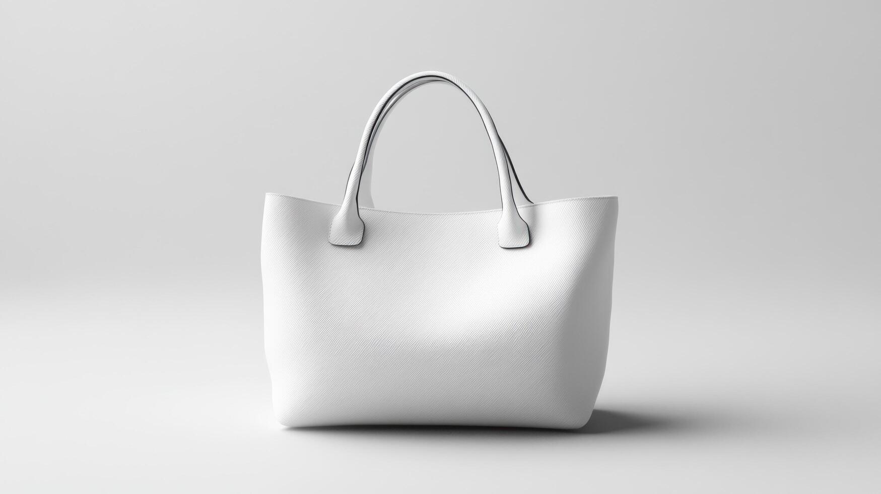 White leather tote bag on a plain background photo