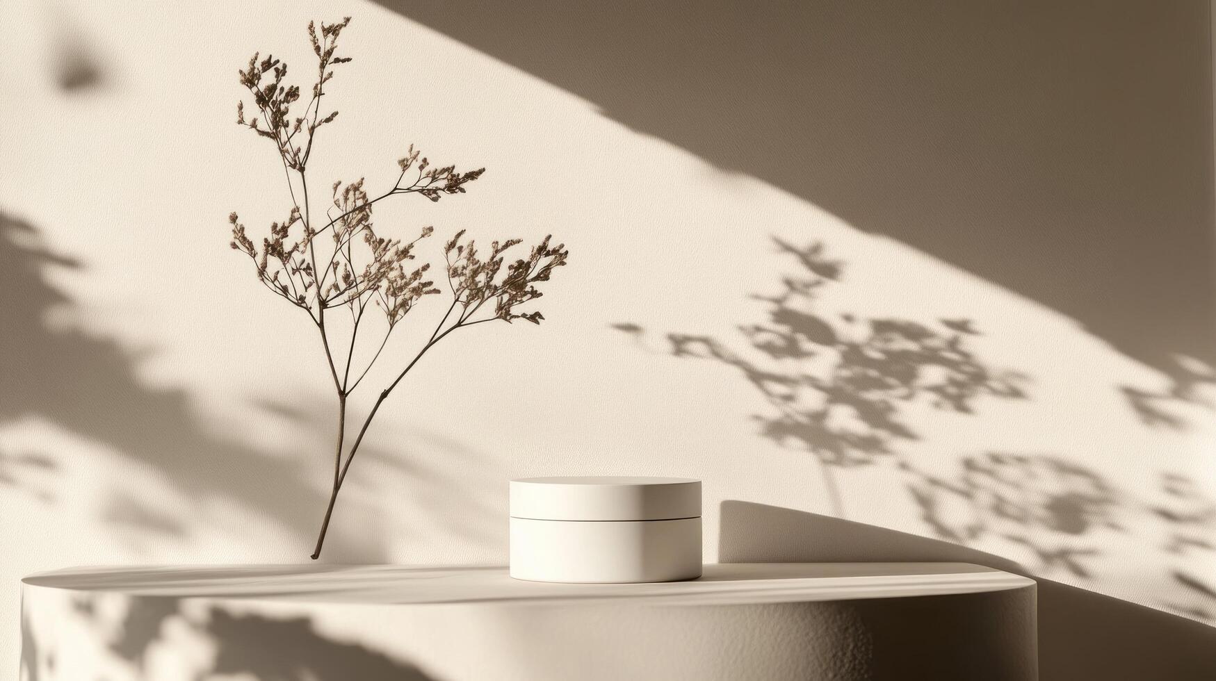 A white container with a plant on it photo