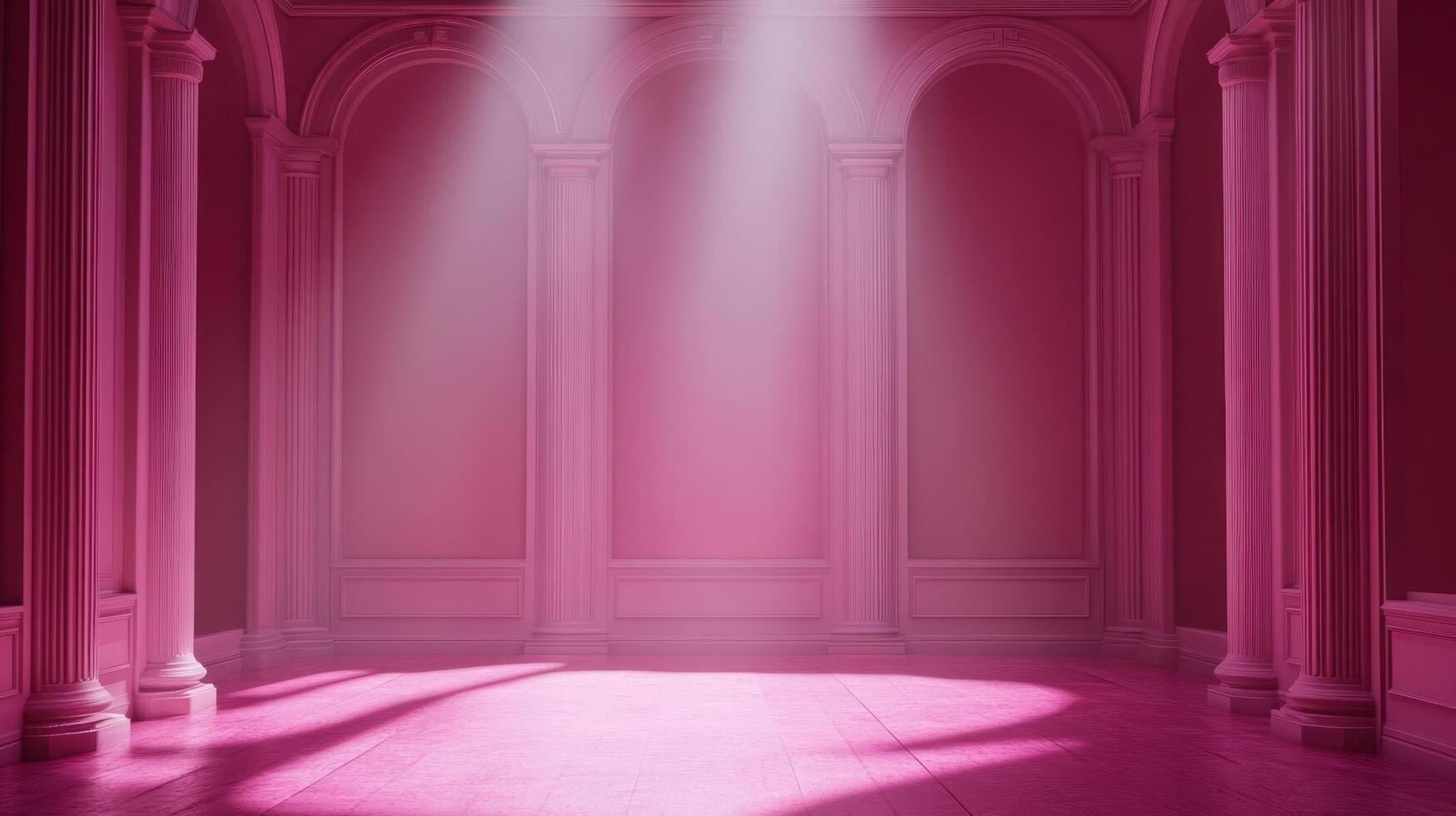 A pink room with columns and pillars photo
