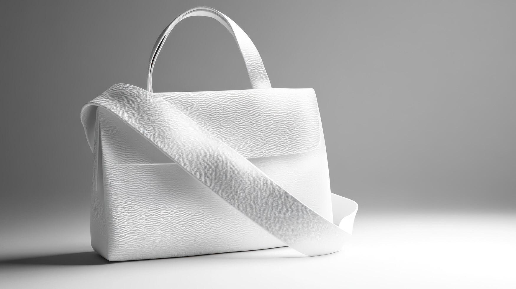 A white bag with a strap on it photo