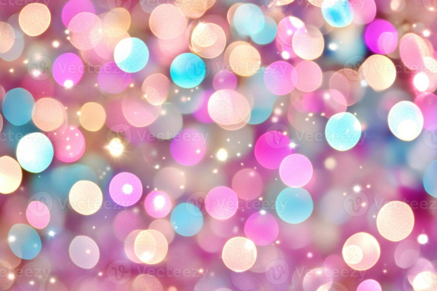 Colorful bokeh lights create a dreamy and magical atmosphere with shades of pink, purple, and blue for a soft and enchanting background photo