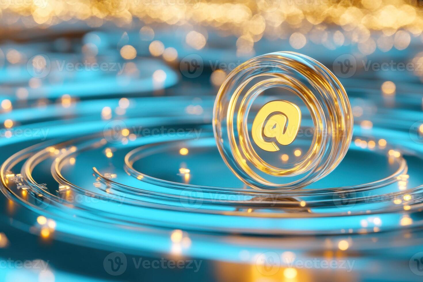 Floating symbol in a digital universe with glowing nodes illuminates the interconnected nature of cyberspace and communication technology photo