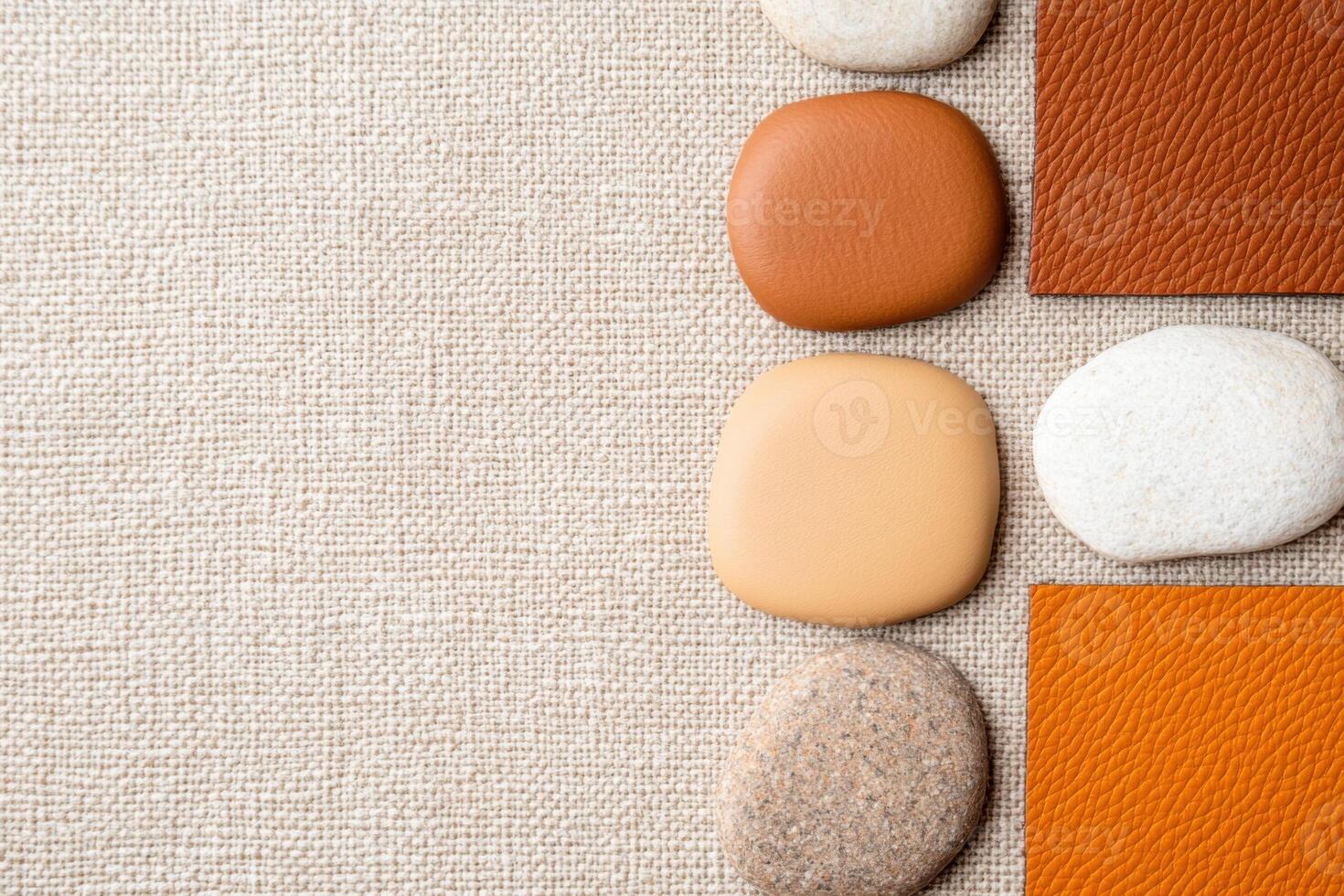 Textures and Colors of Natural and Synthetic Materials Displayed for Design Inspiration in Neutral Tones photo