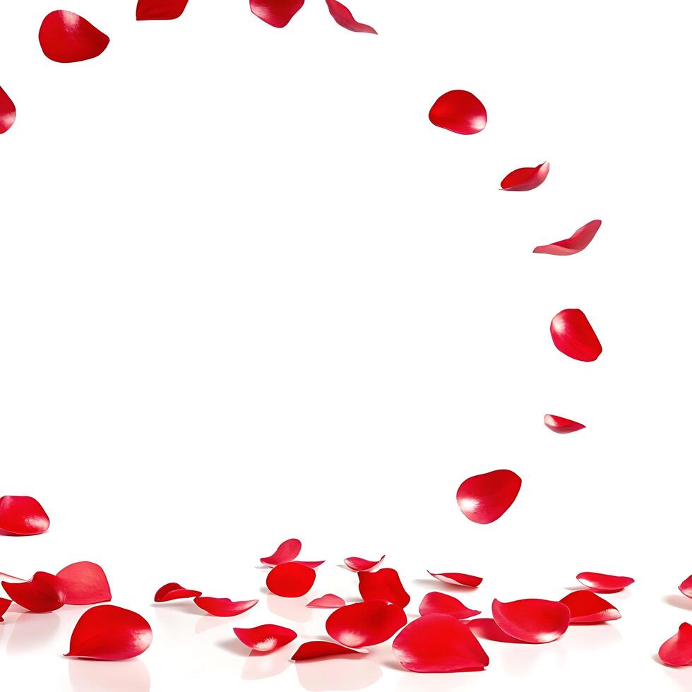 Red Rose Petals Falling in a Circular Pattern photo