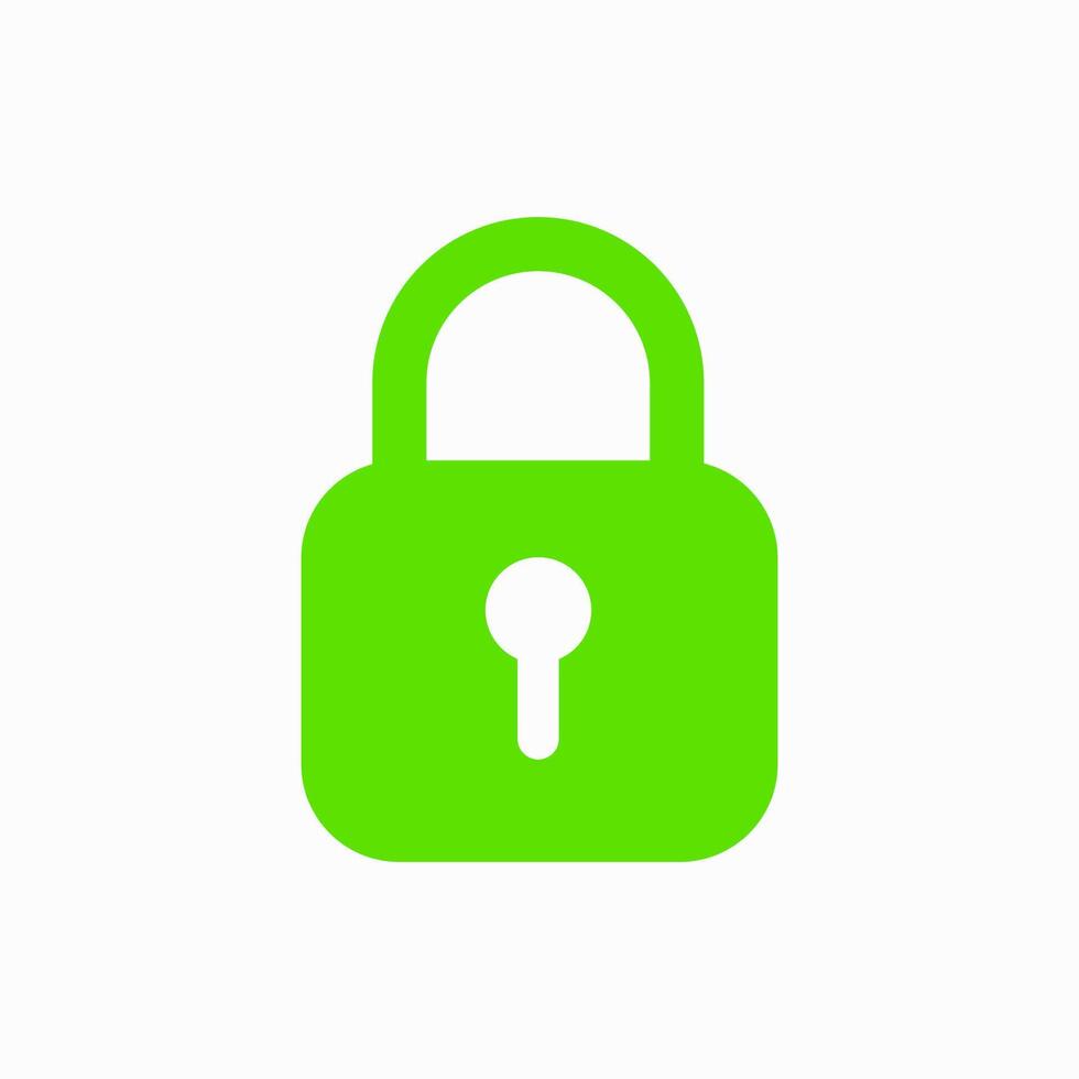 Green padlock symbol isolated on a white background. Ideal for security, protection, or digital privacy concepts. vector