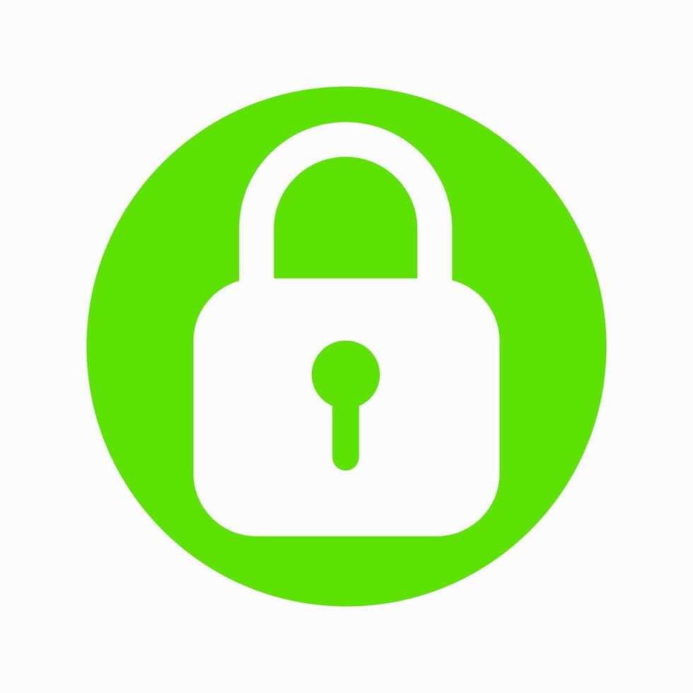 Green padlock sign on a white isolated background. Symbol of safety and protection, ideal for digital or app projects. vector