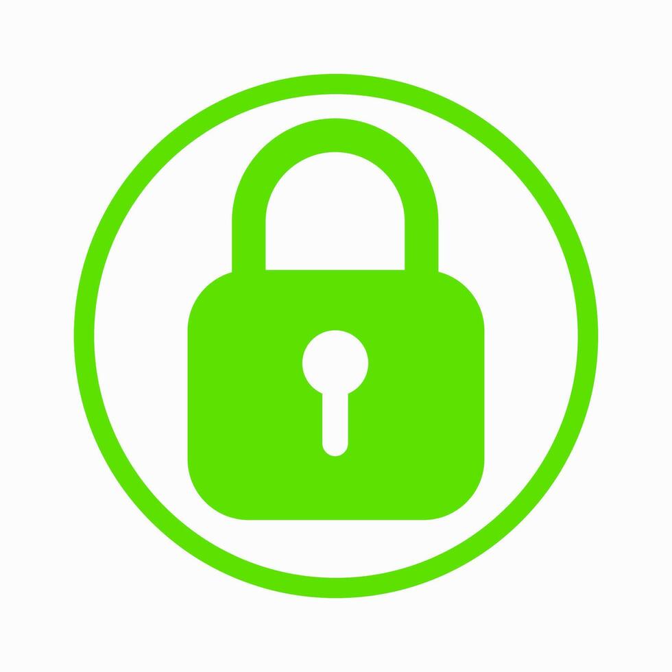 Green padlock symbol on a white background. Perfect for representing security, protection, or digital privacy concepts. vector