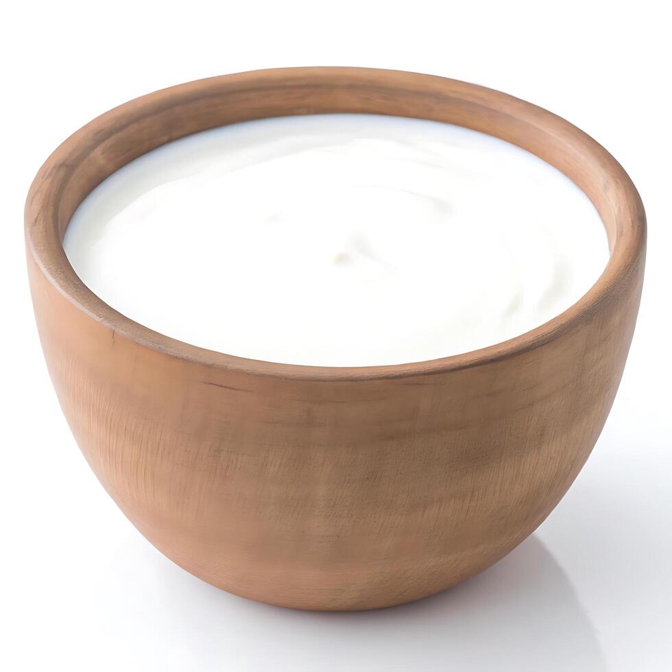 A bowl of yogurt on a white background photo