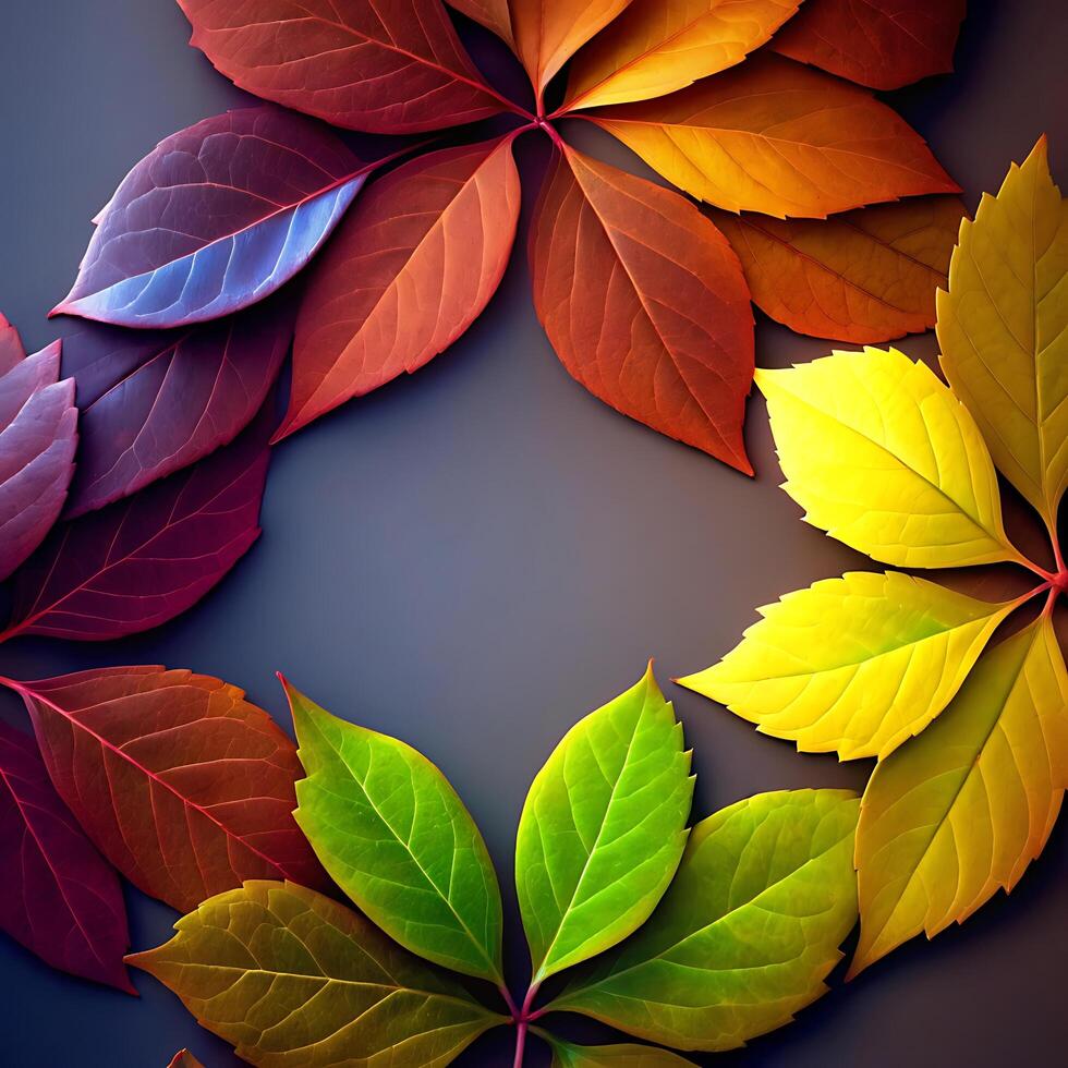 Vibrant Autumn Leaves Frame A Colorful Display of Natures Beauty photo
