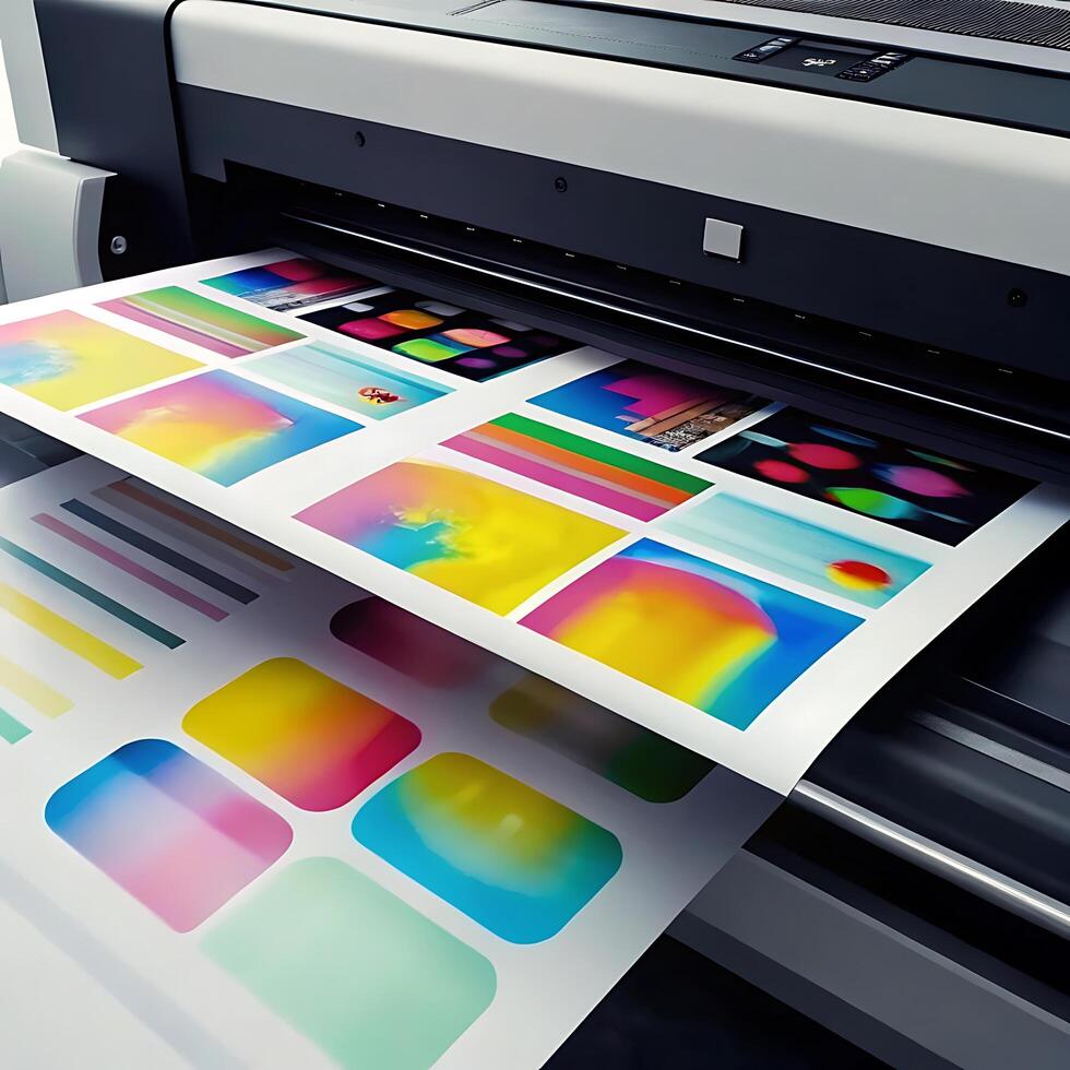 Large Format Printer Printing Vibrant Color Swatches and s photo