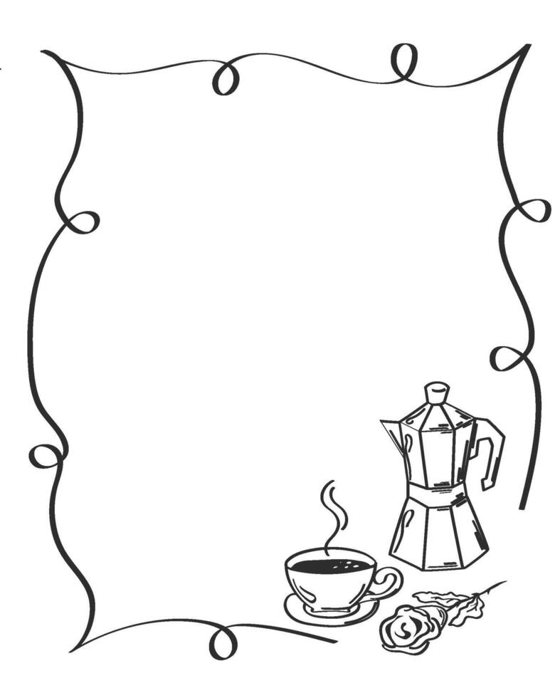 Coffee break menu template in vintage hand drawn frame for menus,invitations,greeting cards.Vintage hand drawn sketch illustration. illustration vector
