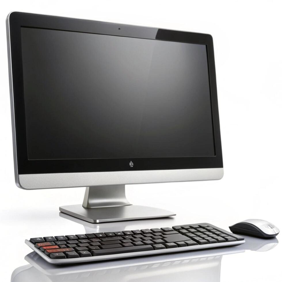 Sleek Modern AllinOne Desktop Computer with Wireless Keyboard and Mouse photo