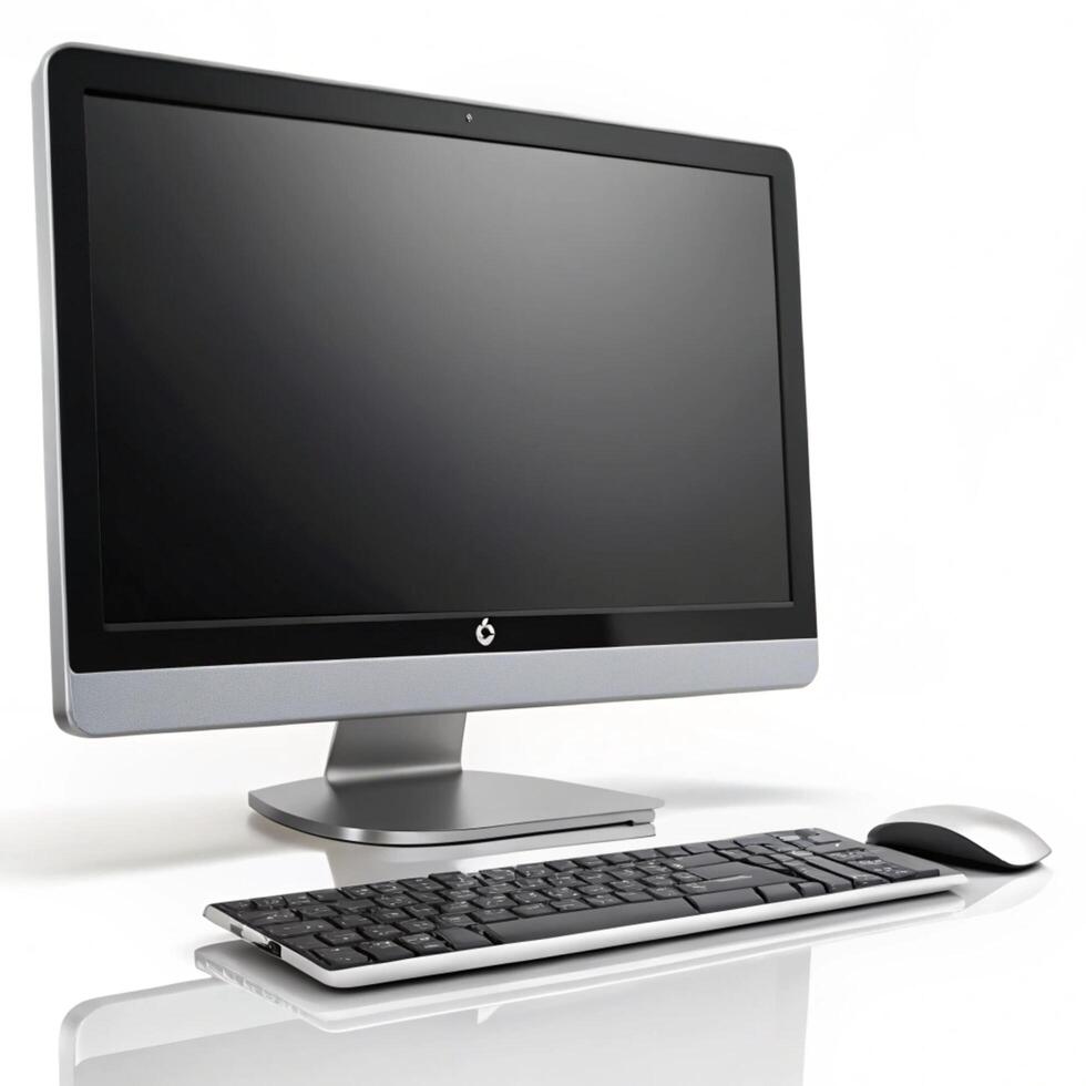 Sleek Modern All in One Computer with Wireless Keyboard and Mouse photo
