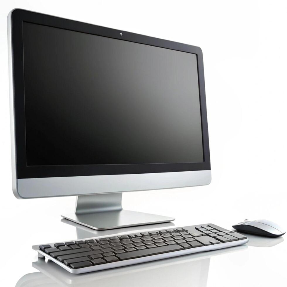Sleek Modern All in One Computer Desktop PC with Wireless Keyboard and Mouse photo