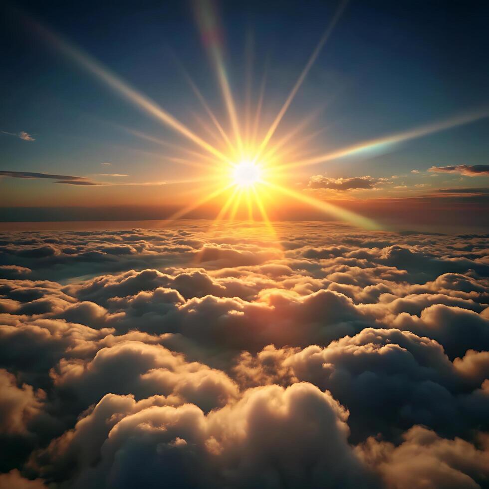 Stunning Aerial View of a Sunset Above a Sea of Clouds photo