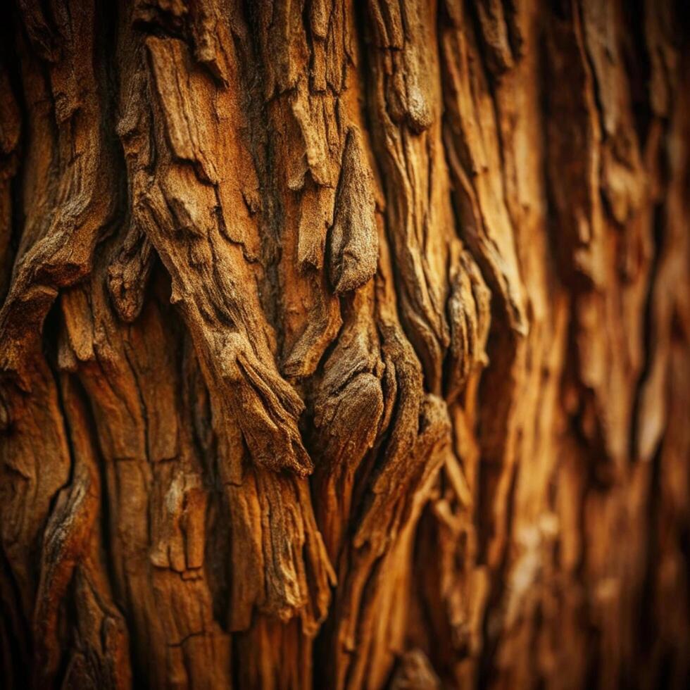 Closeup Detailed View of a Tree Trunk with Deeply Textured Bark photo