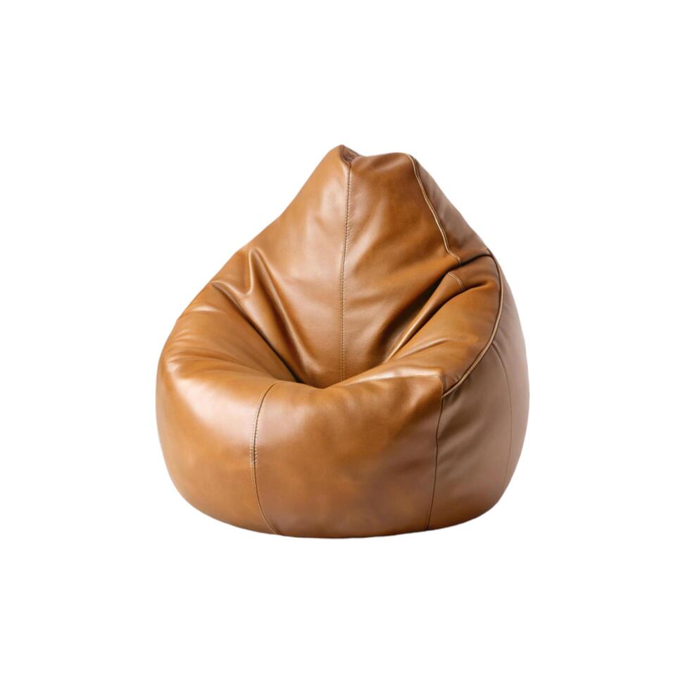 Luxurious Brown Leather Bean Bag Chair for Living Room Comfort and Style photo