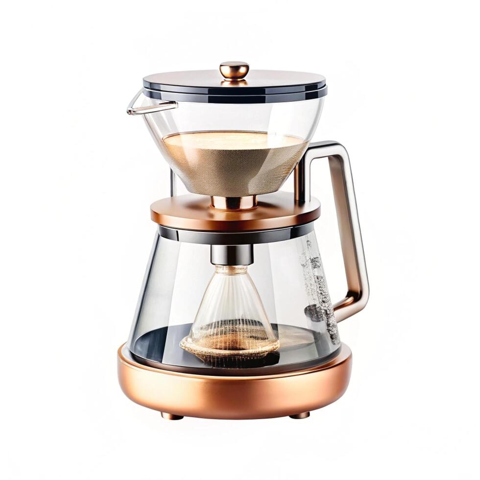 Elegant Copper and Glass Coffee Brewer with Modern Design and Drip Mechanism photo