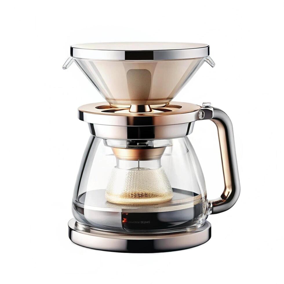 Elegant Rose Gold and Glass Automatic Pour Over Coffee Maker Brewer photo