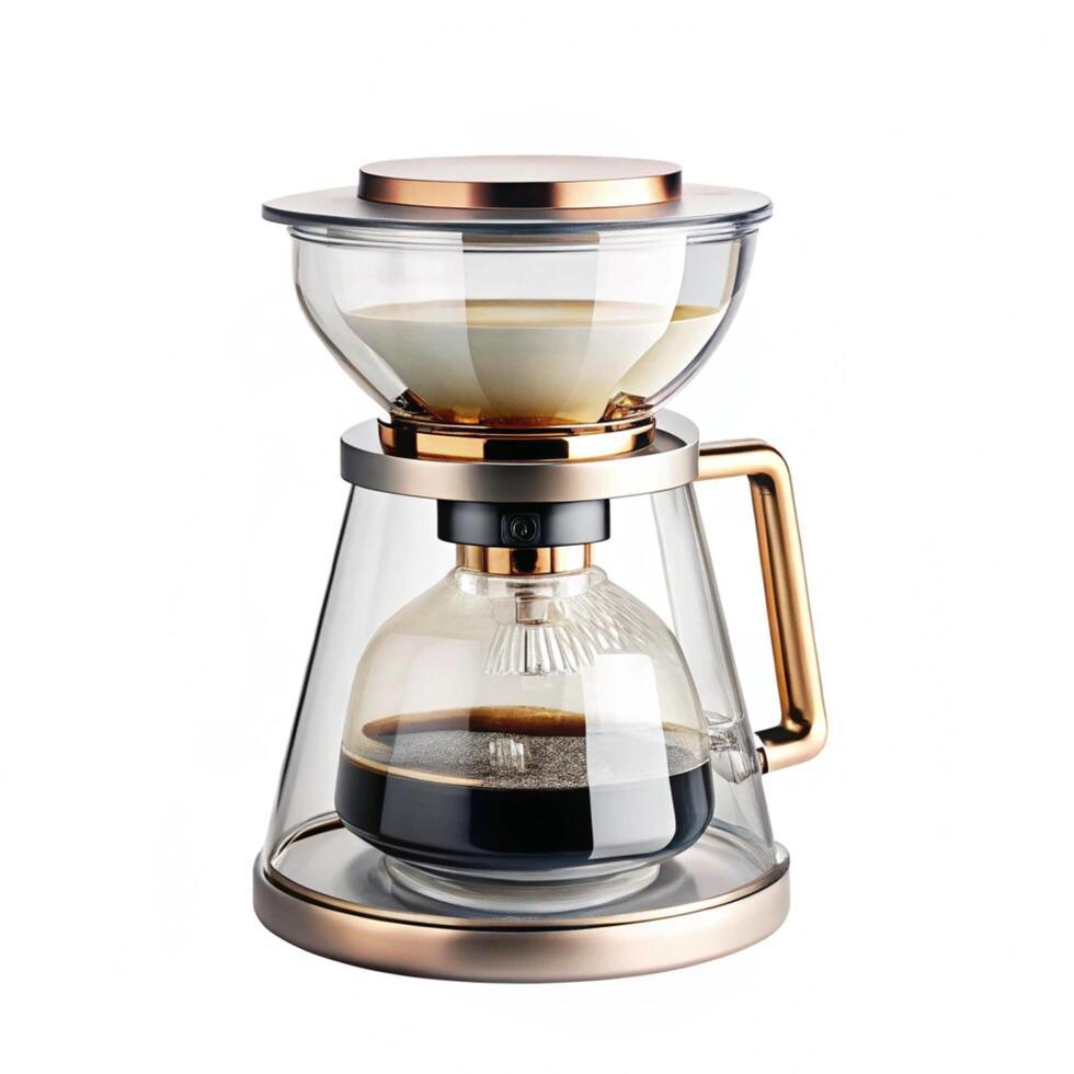 Elegant Rose Gold and Glass Coffee Maker Brewing Delicious Coffee photo