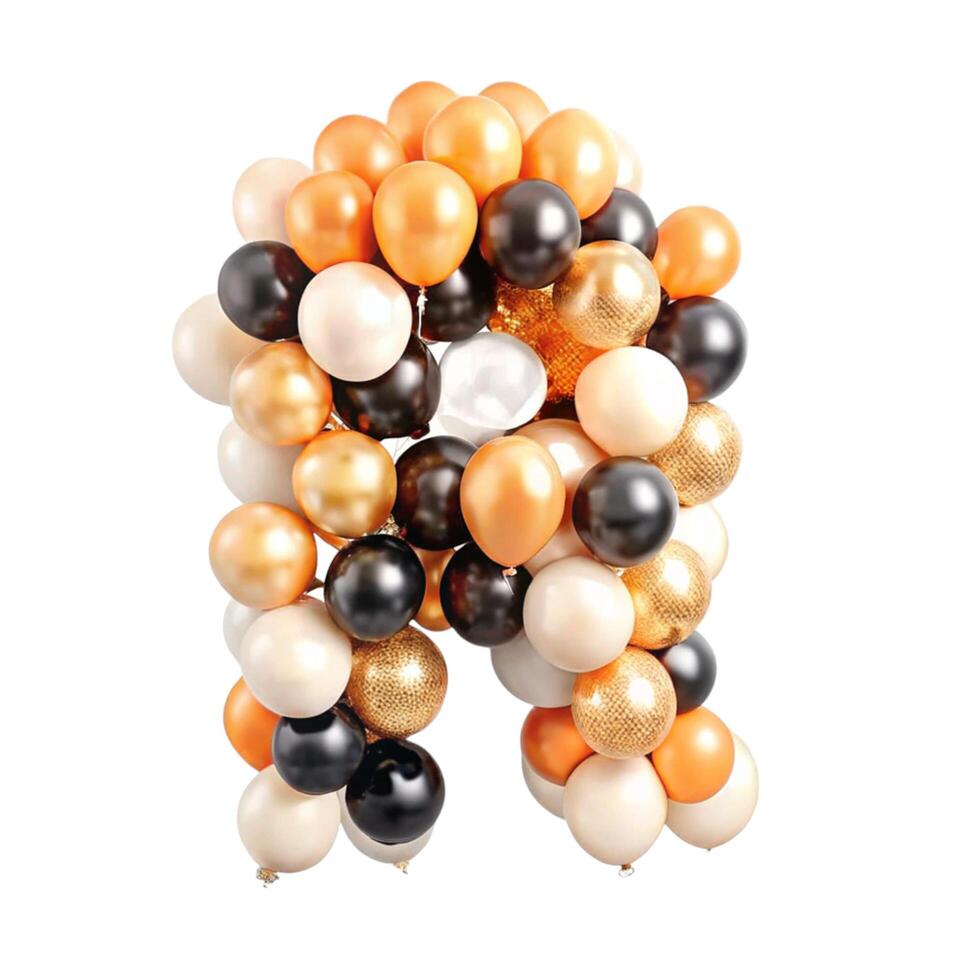 Elegant Black Gold and Cream Balloon Garland Arch for Party Decorations photo