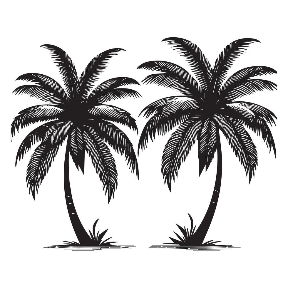 Retro Palm Tree Outline vector