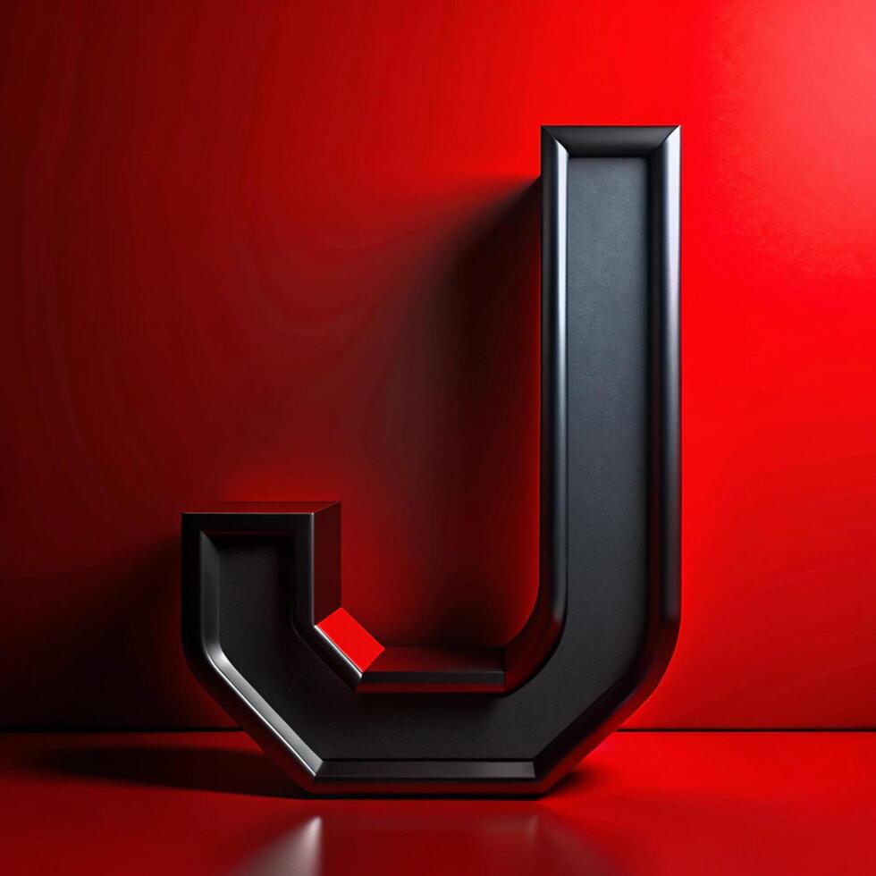 A Bold Black J on a Red Background A Striking Minimalist 3D Render of the Letter J photo