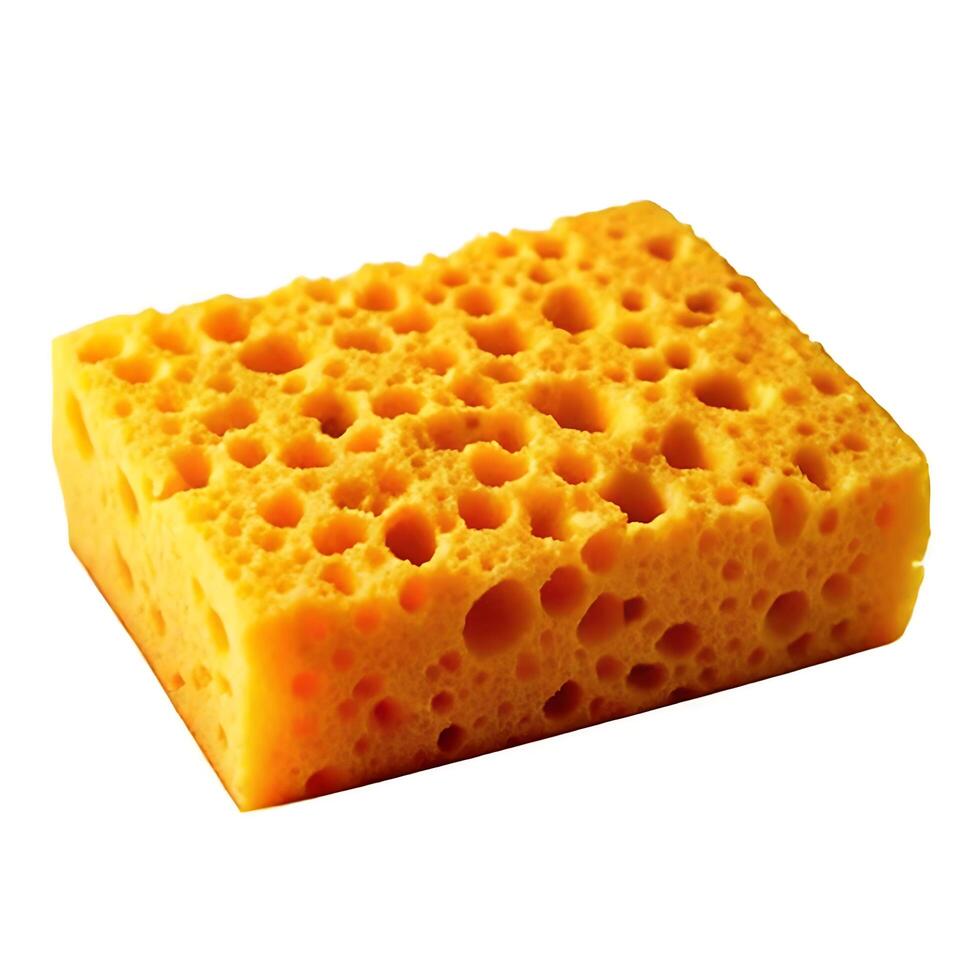 A highresolution closeup of a vibrant yellow cellulose sponge with numerous holes photo