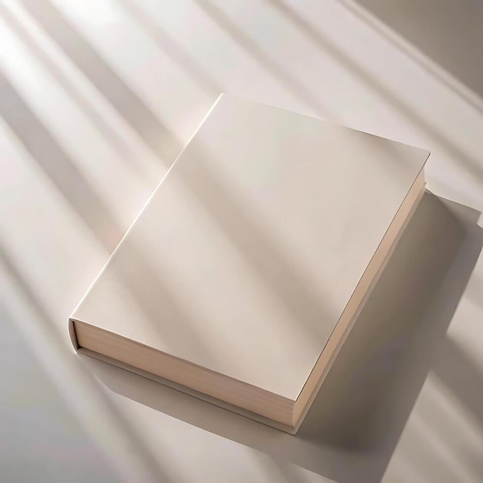 A Blank Book in Soft Light Subtle Shadows and Minimalist Aesthetic photo