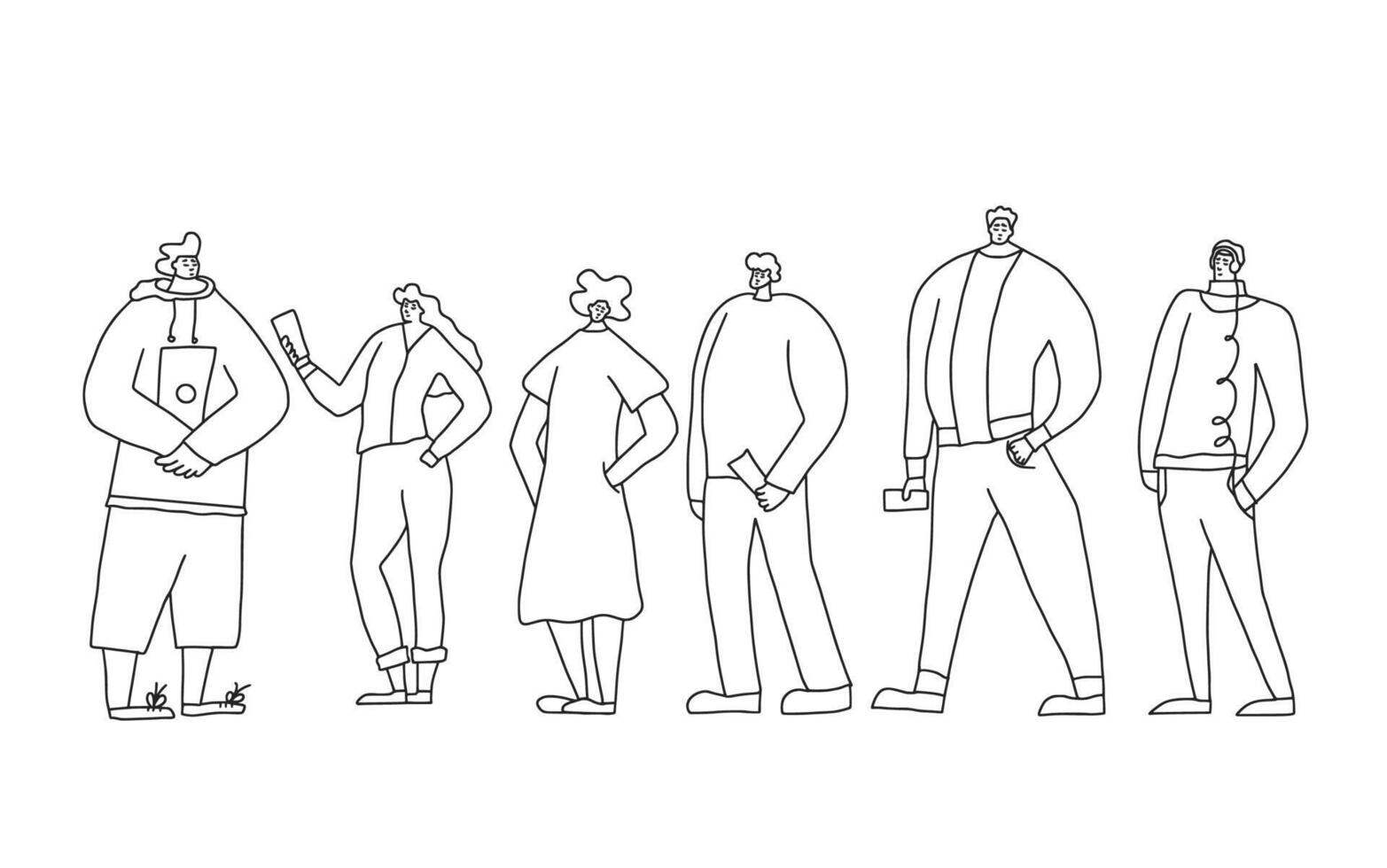 Young adult characters isolated flat design vector