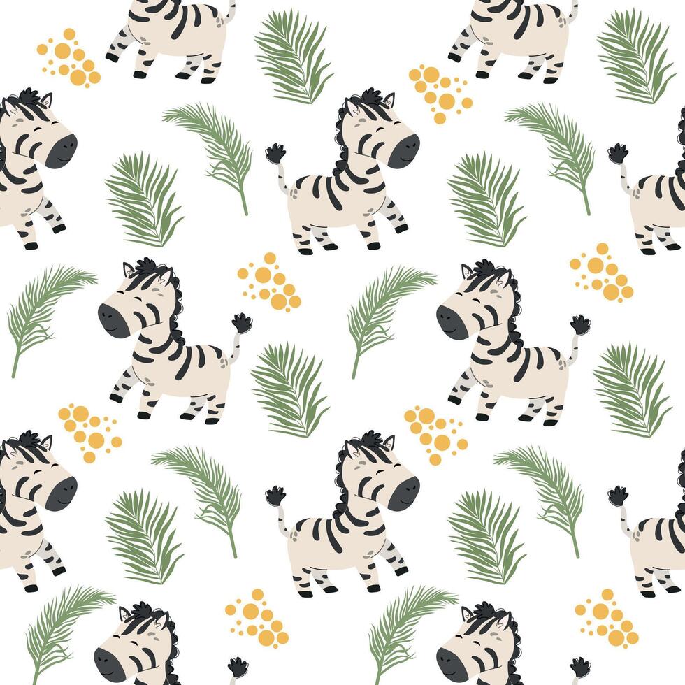 Cute cartoon zebra seamless pattern vector