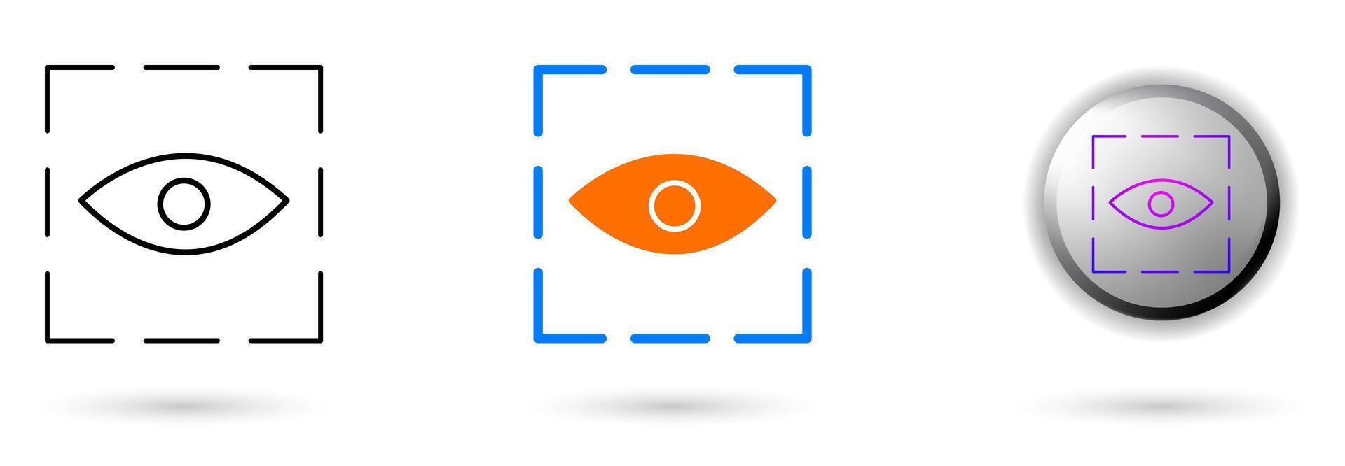 A modern eye scan icon collection with a minimalist and futuristic concept. Ideal for technology websites, cybersecurity applications, IT branding and cybersecurity projects. vector