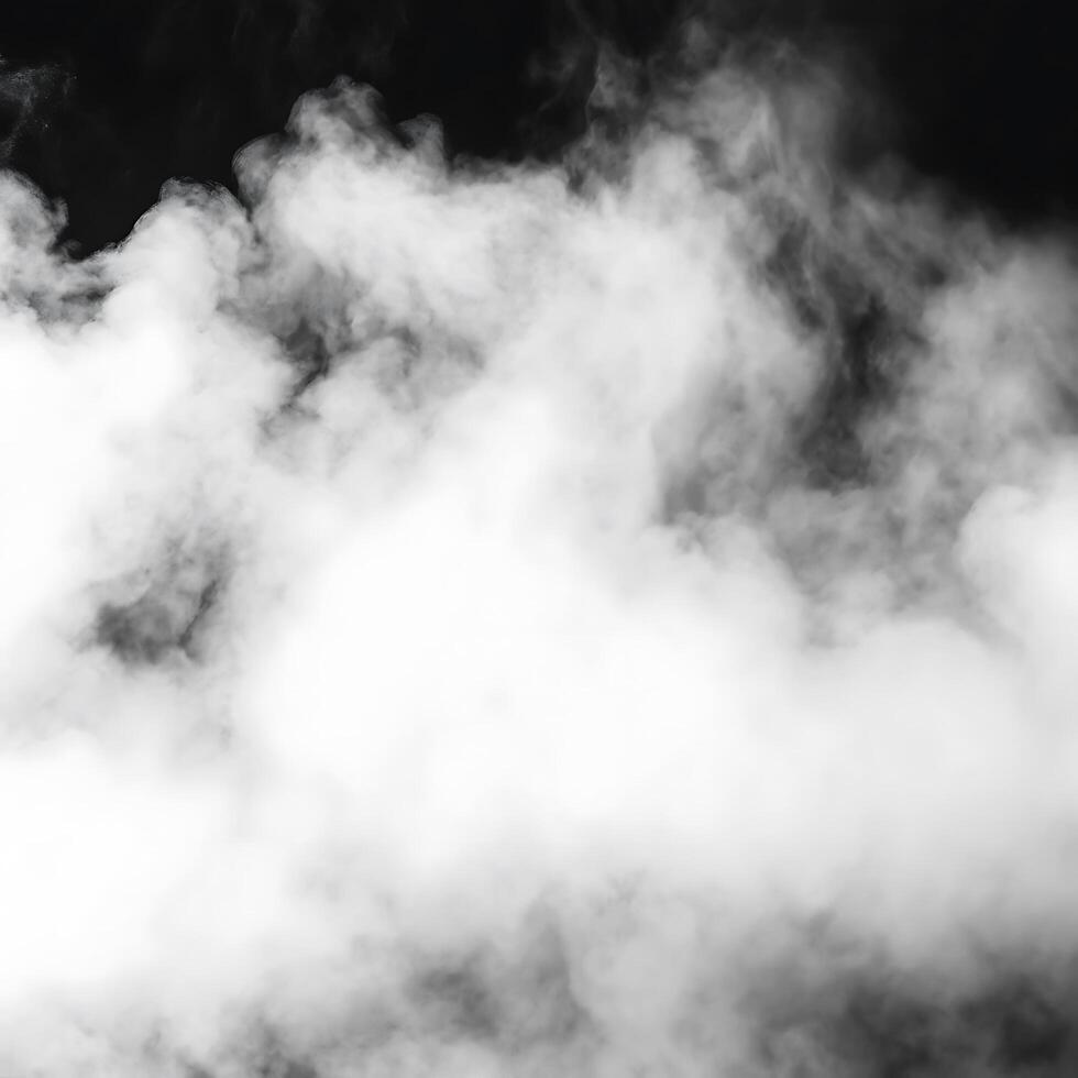 Abstract White Smoke Clouds on Black Background Texture photo